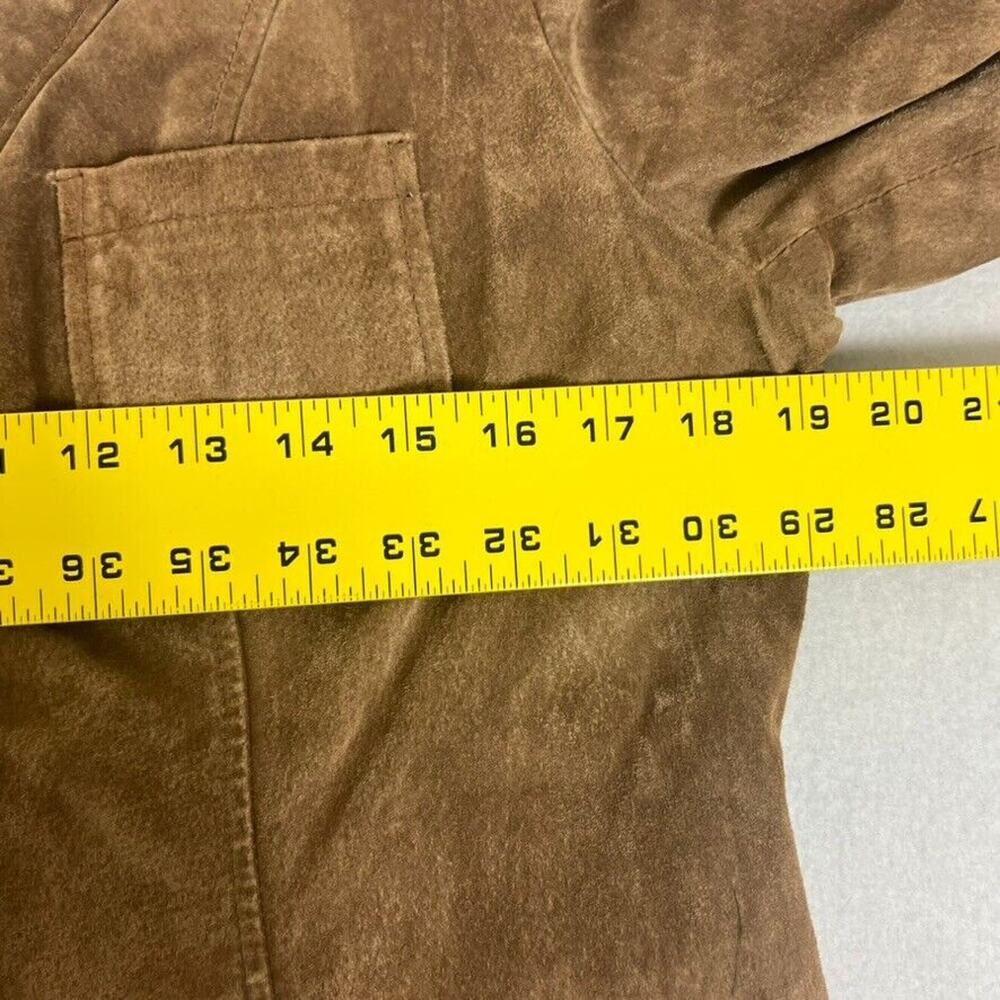Style & Co Jacket Womens Medium Brown Petite Suede Leather Western Cowgirl Rodeo - Picture 4 of 9